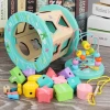 Hot Selling Multifunction Kids Montessori Wooden Toys Educational Game Toddler Learning Activity Cube wooden bead toys