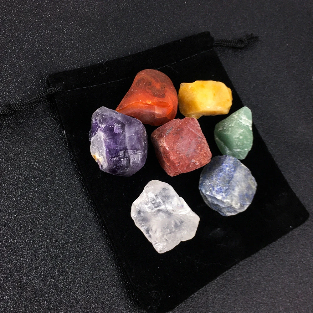 Hot selling spiritual meditation products healing crystals 7 Chakra point chakras tumbeld stone box set