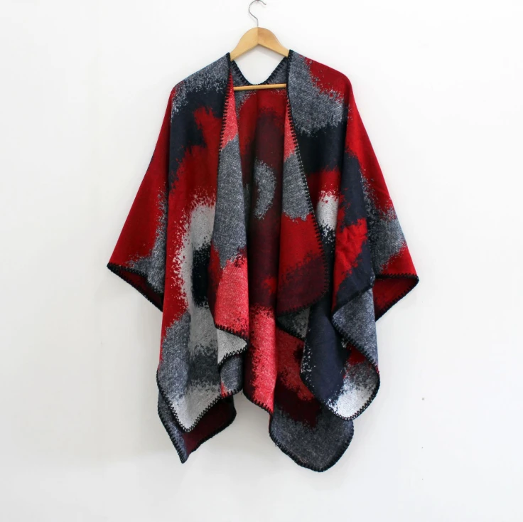 Hot-selling winter poncho shawl 70% acrylic 30% polyester scarves shawls women