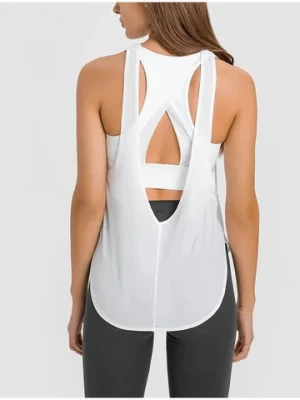 Hot Selling Women Tank Top With Built Sports Fitness Bra High Impact Gym Running Bra And Quick Dry Mesh Open Back Vest Crop Top