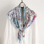 Hotsale Square Scarf Women Bandana Lady Neckerchief Silk Hair Band Large Head Hijab Headband Wraps and Shawl Female Foulard