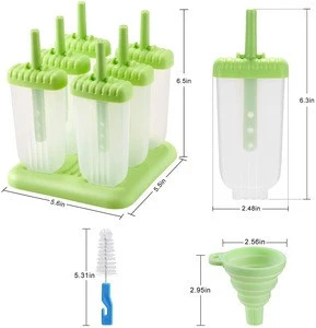 Ice Pop Molds Ice Pop Maker with Funnel and Cleaning Brush Reusable Plastic Ice Cream Maker Set
