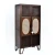 Import Industrial Retro Style Mango Wood Cane Design &amp; Iron Top Glass 2 Door Almirah / Wardrobe For Bedroom Furniture from India