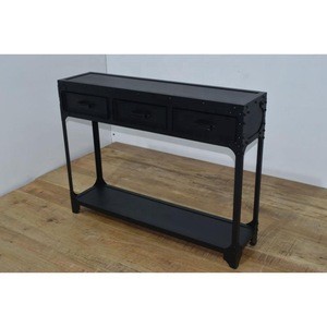 Industrial Vintage Metal Riveted Drawer Console Table