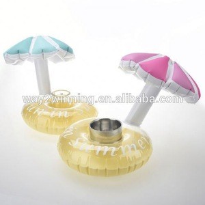Inflatable Colors Umbrella Floating Drink Can Holder Tub Swimming Pool Bath Tool Inflatable mushroom drink cup holder cooler
