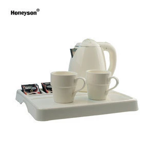 integrated tea set with tray//hotel Amenities tray electric water kettle coffee tray set for hotel guest room