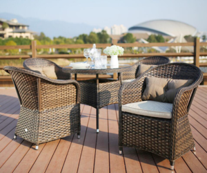 Iron outdoor tables and chairs umbrella garden rattan woven patio sets terrace  leisure table balcony chairs