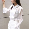 Italy Yarn Women Luxury Blouse Elegant White Shirt for office Lady Fashion Pullover Sweater Girl Clothing Apparel Top