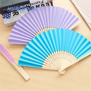 Japan import art crafts summer rainbow color paper promotional bamboo folding hand fan