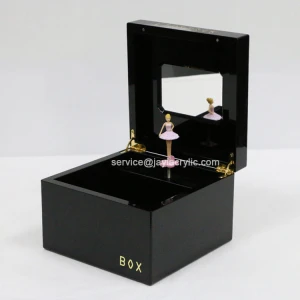 JAYI Plexiglass Factory Custom Luxury Acrylic Lipstick Jewelry Storage Box Mini Ballerina Music Box for girlfriend girls gift