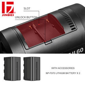 JINBEI EFII-60 60W AC DC LED Video Light Bowens Mount NP-F970 Battery Powered for Portrait Product Photography Video Youtube