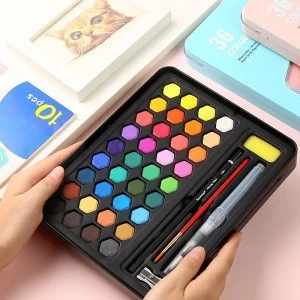 Keep Smiling 36colors Iron Box Water Color Painting Student Hand-painted Portable Painting Set art supplies