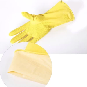 Kitchen Dish Silicon Reusable Waterproof Flocked Lined Latex Rubber Household Gloves For Washing Cleaning