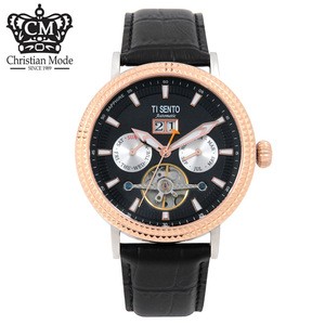 Korea wholesale market agent branded black watch Mens Stainless Steel Automatic Watch