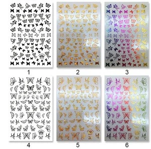 Laser Butterflies Bronzing Stickers Set Finger Nail Art Sticker Transfer Decals for Nail Art Decorations