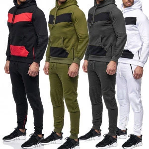 Latest design cotton polyester combine mix tracksuit, wholesale gym wear running fit up tracksuit