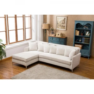 Latest style modern luxury L shaped leather corner sofa sectional sofa set with ottoman