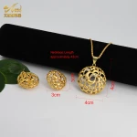 Layered Leaf Bridal Layered Gold Plated Teddy Bear Lady Gift ChildrenS Women Juwerly Kids  Tou And Ear Earrings Necklace Set