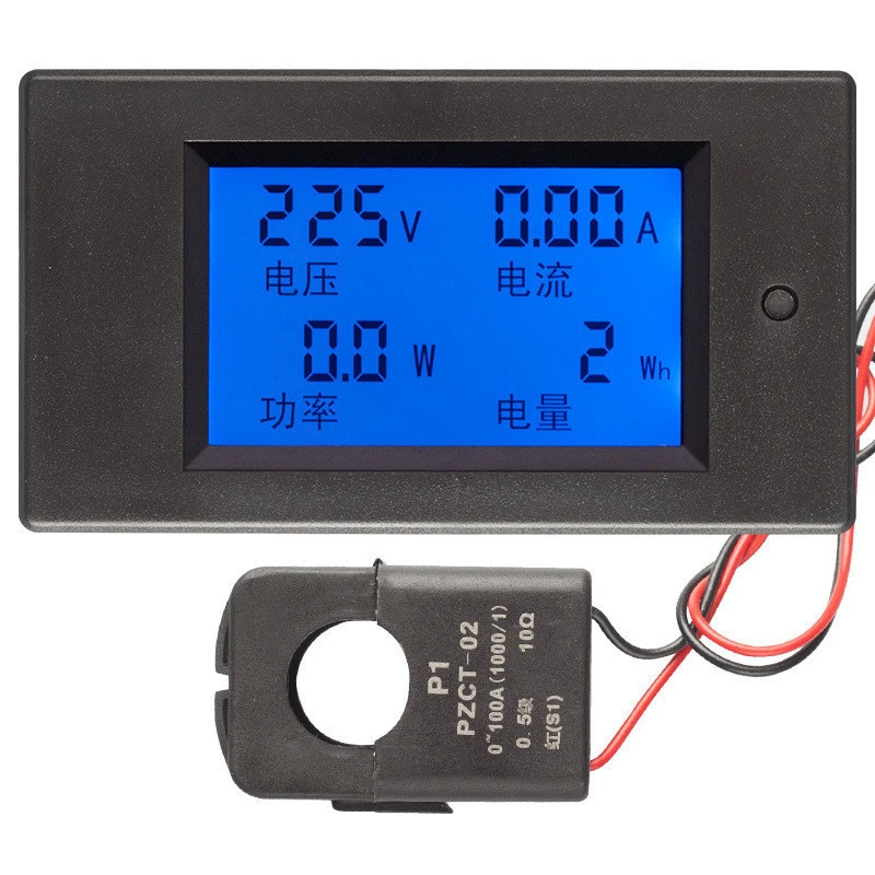 LCD Single Phase 80-260V 100A AC Voltage Current Electric Power Energy meter With Split CT