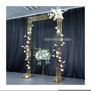 LDJ1074 Custom made gold square shape stainless steel metal arch for wedding walkway stage decoration
