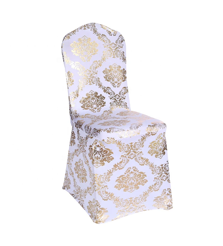 LGS069 Luckygoods colors popular wedding spandex chair cover with gold patterns