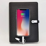 Lighting LOGO 8000 mAh PU Leather Diary notebook with power bank notebook with usb flash drive