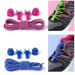 Lock Sports No Tie Shoe Laces Tying  Elastic Round Rope Sneaker Buckle Lazy Shoelaces