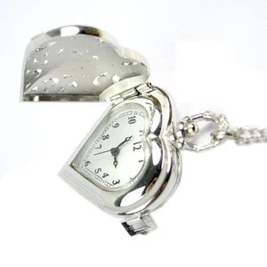 Lovers gift watch retro style hollow-out heart - shaped silver hanging pocket watch