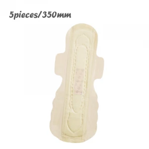 Low price disposable cotton night use female oem sanitary pads 350mm anion sanitary napkin