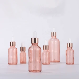 Luxury classic 1oz 30ml ml translucent rose gold glass dropper bottle with dropper lid