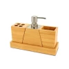 Luxury Holtel Eco-friendly 3 Pieces Bamboo Wooden Bathroom Accessories Set