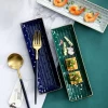 Luxury Rectangle Ceramic Sushi Plate Porcelain Dessert Salad Serving Plates and Dishes Kitchen Accessories