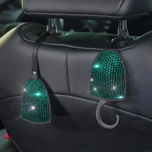 Luxury Rhinestones Crystal Green Car Seat belt cover pad Armrest cover Steering wheel cover Lady Auto Interior Accessories Women