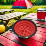 Manufacture customizable round Silicone TPE Collapsible Pet Bowl Modern Portable Foldable Food and Water Feeding for Dogs
