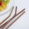Mate Tea  Colored Reusable Stainless Steel And Brush with Bag Black Food Grade Custom Boba Bubble Drinking Straw Metal