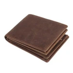 Men's Natural Crazy Horse Leather Bifold Wallet retro leather credit card wallet