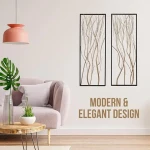 Metal Wall Art  Luxury Living Room  Decor Set of 2 Large  Hanging Metal Bedroom Wall Decorations for Home Office Gold & Black