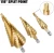 Import Metric Titanium Coated HSS Spiral Groove Step Drill Bit Set of 3pcs with Hex Shank for Cutting Multiple Hole from China