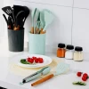 Mint Green Kitchen Utensils 12pcs Silicone Kitchenware High Quality Cooking Tools With Wooden Handle