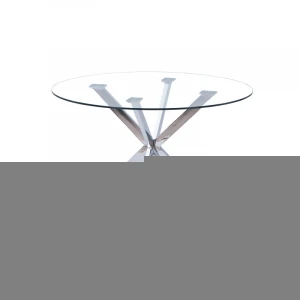Modern clear tempered glass top with chromed legs round dining room table