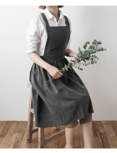 Modern Korean Style Fashion Ladies Work Aprons Women Baking Coffee Flower Shop Waitress Apron with Pockets Accept Custom Logo