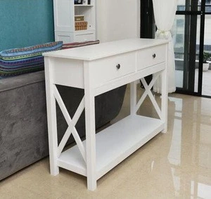 Modern wooden console table with storage shelf