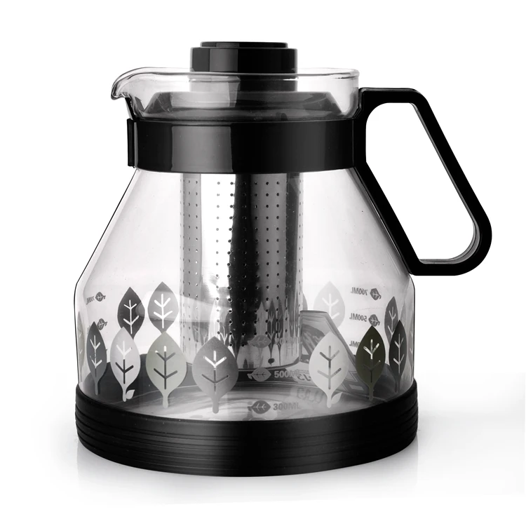 Morden Home Beauty Decorative Teapots Heat Resistance Glass Tea Pot With Plastic Lid