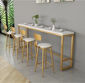 Multi size Simple bar table and chair combination of modern simple iron art solid wood living room bar casual high table