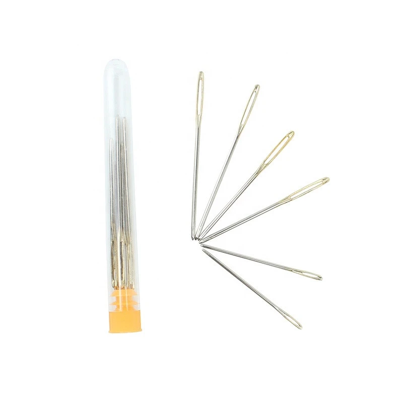 Multi-sized Stainless Steel Big Eye Sewing Pin Needle Tip Gold/Silver Tai Stitch Needle for DIY Needlework Supplies Household