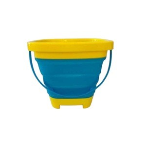 Multifunction retractable 2L sand bucket beach toy scoop set folding storage toys buckets with silicone material