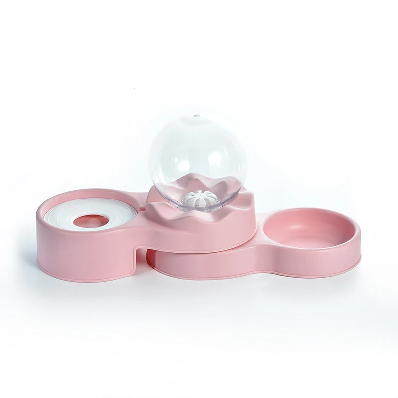 New Bubble Pet Drinking Feeder Drinking Water Feeding Dual-purpose Double Bowl Spherical Water Bowl