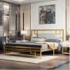 New design European stylish modern bedroom furniture gold iron frame soft bed