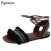 New design summer ethnic style embroidery top Quality sandals for ladies