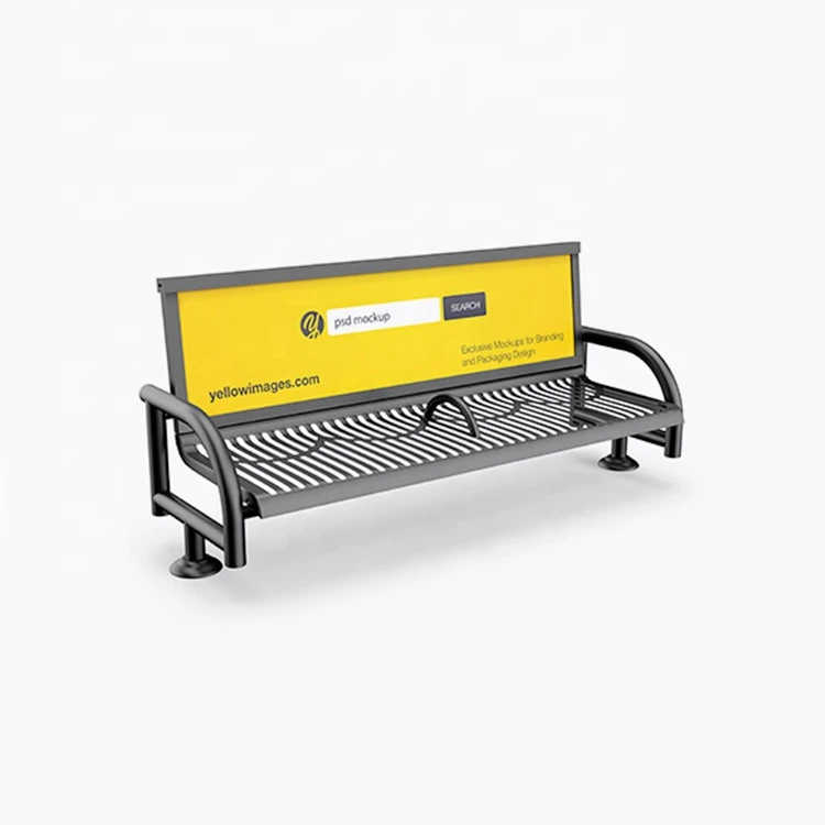 New Metal durable Patio park Bench Laser Cut Street Advertising Bench